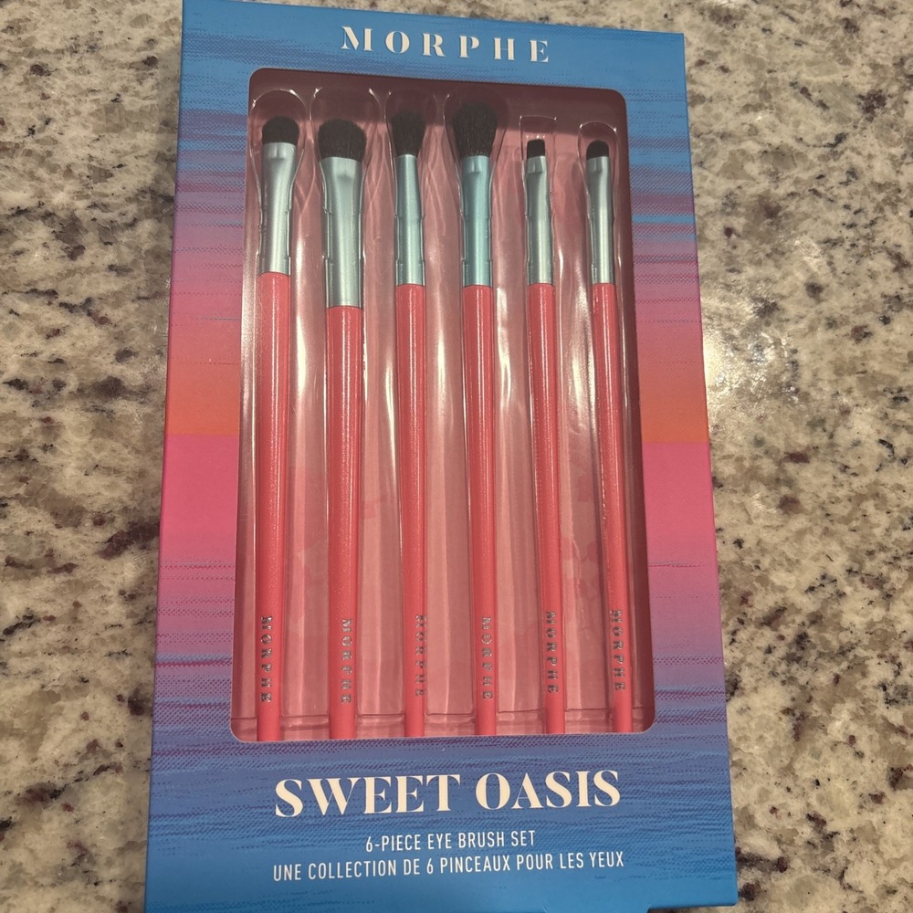 Morphe Eye Brush Set Standard Sweet Oasis 6Pc Limited Edition Pink Turquoise